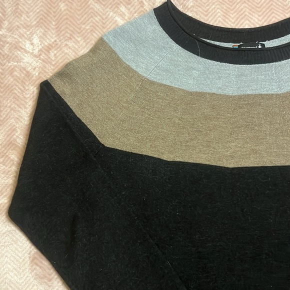 Smartwool Neutral Striped Scoop Neck Lightweight Sweater sz S Soft Wool Blend - Picture 2 of 9